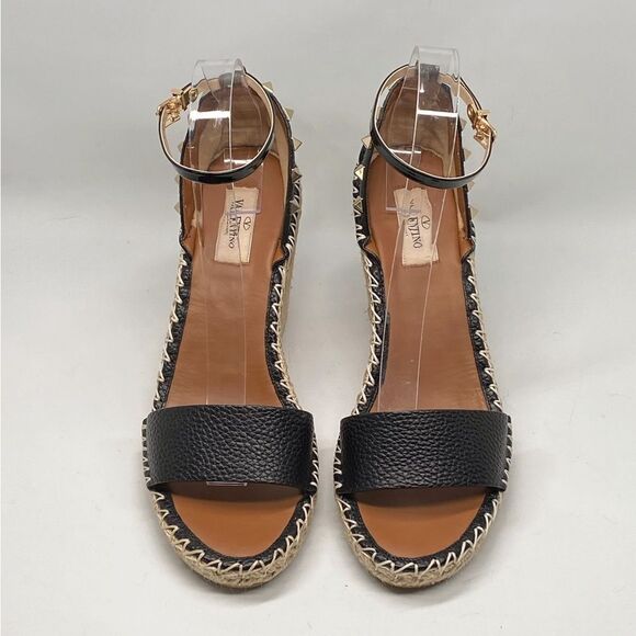 Valentino Garavani Double Rockstud Grainy Calfskin Wedges 105MM size 40 - Picture 4 of 14